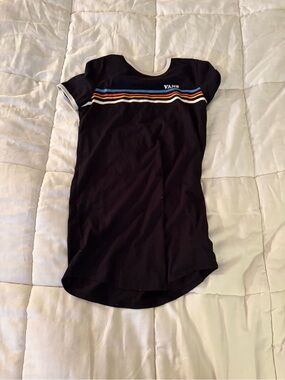 Vans Black Short Sleeve Tee Dress with Rainbow Chest Stripes